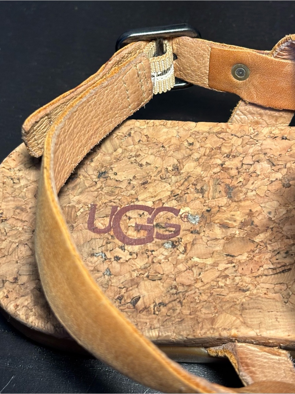 UGG Women's Tan Cork Thong Sandals with Medallion Detail - Picture 6 of 10